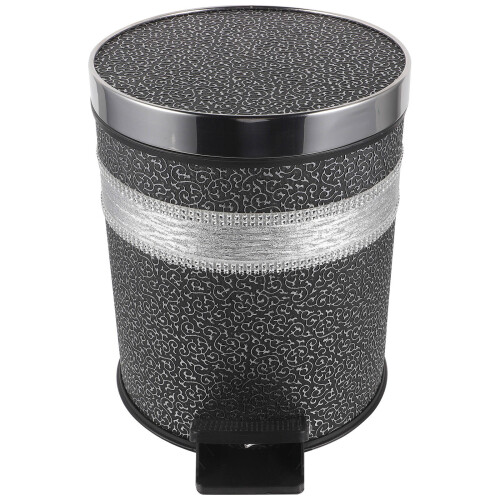 1Pc Black Round Garbage Can Home Trash Bin Easy Clean Storage Box