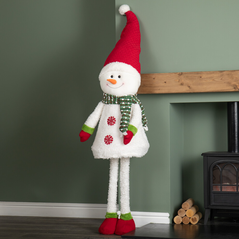 Premier 1.8M Tall Extendable Plush Snowman Decoration With Telescopic Legs