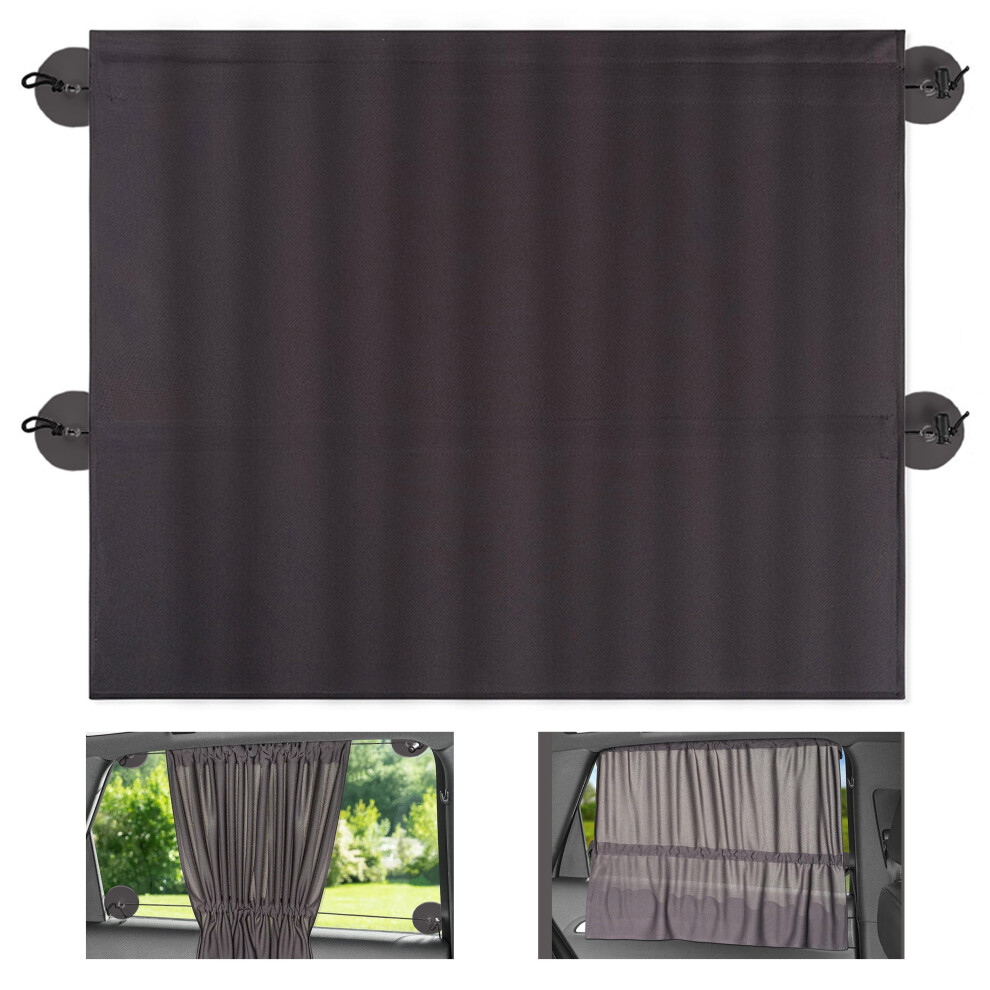 Universal Car Window Sun Shade Grey XXL 68x50cm | Baby UV Protection Shield with Curtain Drawstring