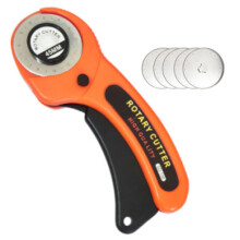 Safety Lock Rotary Cutter Set 5 Blades Stainless Steel Fabric Cutting Tool for Leather Cardboard Paper with ABS Handle