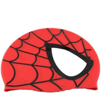 Unisex Waterproof Silicone Swimming Cap with Spider Pattern for Kids and Girls for Water Sports(Red)