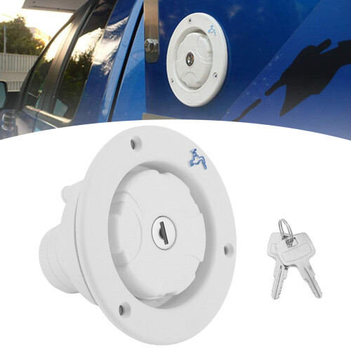 Gravity Freshwater Inlet Locking Cap White Leakproof Hatch with 2 Keys for RV 2
