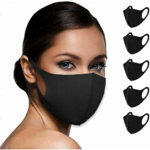 Washable Cloth Masks Unisex Single Ply Face Masks Reusable Cloth Face Masks for Adults, Children, Black - Pack of 10
