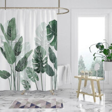Mildew Resistant Shower Curtain 120 X 180 cm Green Leaves Turtle Leaf Shower Curtain Washable and Waterproof