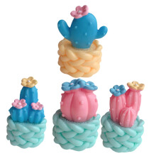 Mini Cactus Ornaments Set of 4 Resin Decorative Plants for Desk and Micro Landscape Realistic Home Office Decor