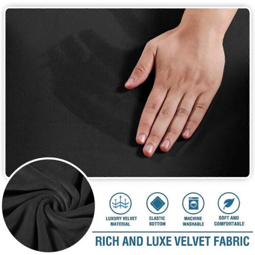 Velvet Lounge Couch  High Stretch Black 2