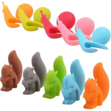 10pcs Silicone Tea Bag Holders Multi-Color Snail and Squirrel Cute Drink Marker Tea Accessories for Party Banquet Gathering