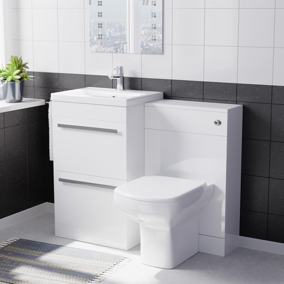 Nes Home 500Mm Basin Vanity With Wc Unit & Rimless Soft Close Toilet White