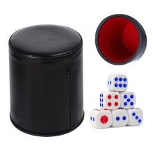 13mm Dice Cup Set, Noiseless Felt Lined Dice Cups, Large Black Deep Dice Cup for Family Games, Includes Dice