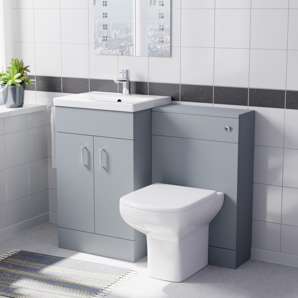 Nes Home Matte 1000Mm Freestanding Vanity, Wc Unit & Rimless Btw Toilet Grey