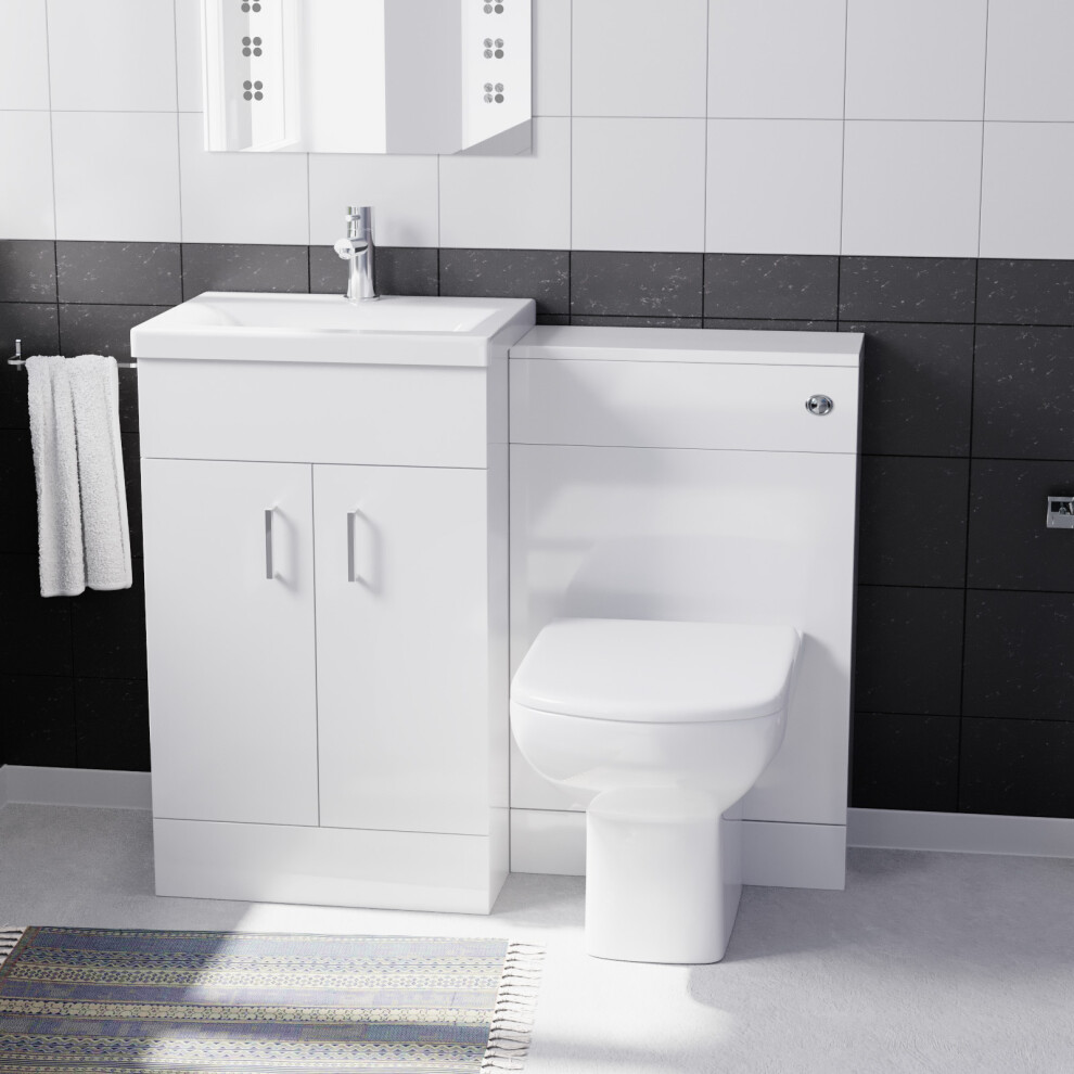 Nes Home 1000Mm Freestanding Vanity, Wc Unit & Rimless Btw Toilet White