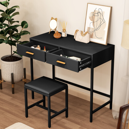 Computer Desk w/2 Drawers Home Office Console Dressing Table stool UK