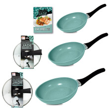 (Set (20+24+28cm with 24 & 28cm lids)) Jade Pan Non Stick, All Stove Tops, Scratch-Proof