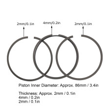 86mm langlebiges Kolbenring-Set für 186F 186FA Dieselmotor & Minssensenmäher