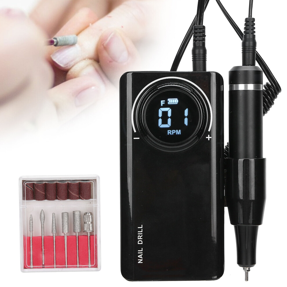 Black Rechargeable 35,000Rpm Nail Drill Pen With Lcd, 3000Mah, 138Mm
