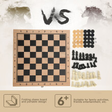 Tragbarer Holz-3-in-1-Schach Dame Backgammon Brett Klappbar 29x29cm