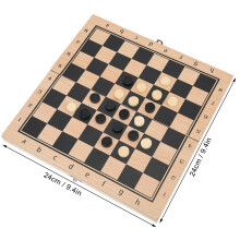 Mehrspieler-Wandspiel aus Holz: Schach, Dame, Backgammon Klappbar 24x24cm Tragbar