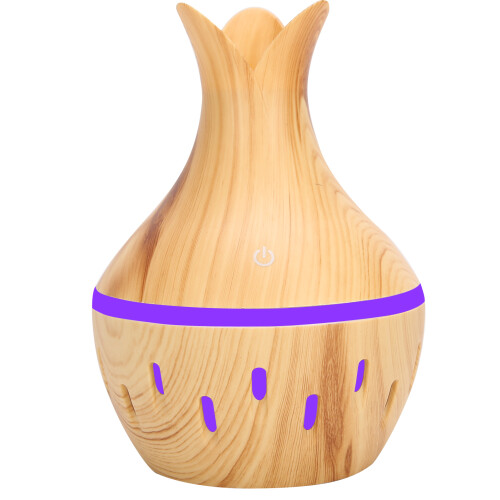 300ml Mini Desktop-Aroma-Luftbefeuchter Hohl-Diffusor Mit Licht Holzmaserung 2