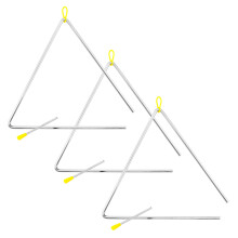 TRI28-3-MT Samba Triangles 12 Inch Heavy Duty Steel Triangles with Metal Bats for School Band Home Use Pack of 3
