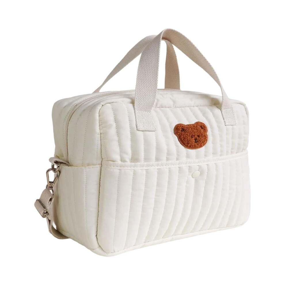 Mom Bag Handbag Large Capacity Diaper Bag with Embroidered Pattern, Multiple Compartments, Splash Proof Travel Crossbody Bag
