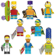 8 pcs The Simpsons Minifigures Kids Educational Assembled Building Blocks Toys