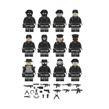 12-osainen Black Swat -poliisin rakennuspalikkalelu