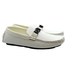 (White, UK 7 / EU 41) Mens Faux Leather Slip On Loafers Driving Moccasin Boat Deck Casual Shoes Size