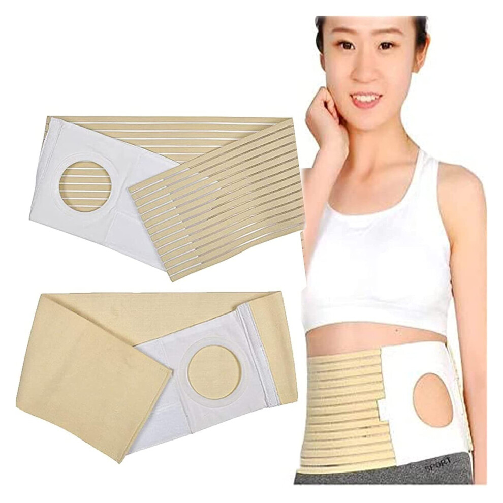 Ostomy Hernia Belts 2PCS, 8cm Hole Abdominal Bandage, Stoma Support for Colostomy Bags, X-Large Size for Men and Women