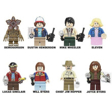 Set di 8 blocchi da costruzione assemblati della serie Stranger Things, minifigure, modello, regalo