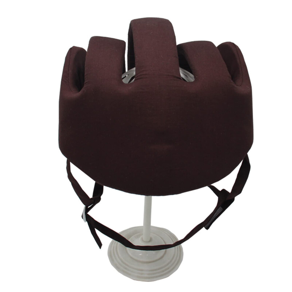 Elderly Head Protection Helmet for Seniors, Anti-Fall Sponge Cap, Brown Cotton, Impact-Resistant Design for Safety