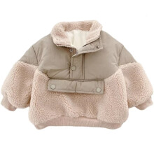 (Khaki, 120 For 5T) Baby Children Girls Boys Winter School Thick Fleece Warm Outerwear Coat Jacket