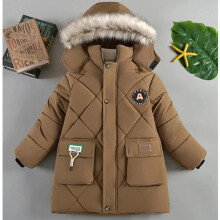 (Jk656-Brown, 9-10(Size 150)) Children Winter School Thick Fur Fleece Warm Outerwear Coat Jacket Boys Girls