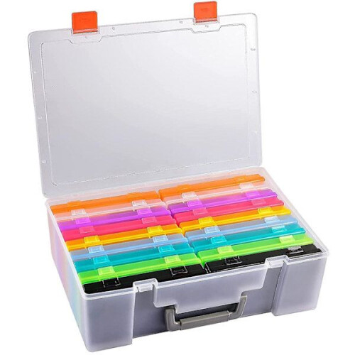 Boîte de rangement en plastique transparent avec plateau et séparateurs Boîte de rangement en plastique transparent avec plateau et séparateurs