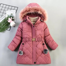 (#1Pink, 7-8 Years) Kids Girls Quilted Puffer Jacket Faux Fur Hooded Parka Coat Winter Warm Outwear*