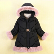 (#4Black, 7-8 Years) Kids Girls Quilted Puffer Jacket Faux Fur Hooded Parka Coat Winter Warm Outwear*