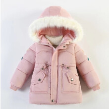 (#2Pink, 5-6 Years) Kids Girls Quilted Puffer Jacket Faux Fur Hooded Parka Coat Winter Warm Outwear*