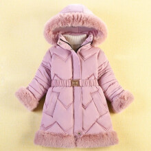 (#4Pink, 7-8 Years) Kids Girls Quilted Puffer Jacket Faux Fur Hooded Parka Coat Winter Warm Outwear*