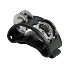Powerful Sound Foot Tambourine, Adjustable Black Foot Tambourine for Singing and Performances, Musical Instrument 22cm