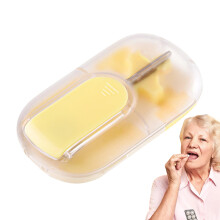 Tablet Splitter | Portable Medication Divider with Storage - Magnetic Closure Pill Box with Halving Aid for Home, Travel & On-the-Go, Yellow
