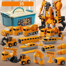 (L)Magnetic Transformer Engineering Car Construction Toys 6 in 1 Transforming Robot Vehicle Set per