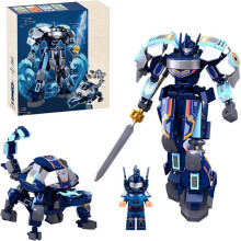 Verwandelbarer Mech-Roboter-Bausteinsatz, Mini-Superhelden-Serie mit Minifiguren, Cool Battle Titan