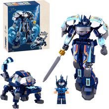 Verwandelbarer Mech-Roboter-Bausteinsatz, Mini-Superhelden-Serie mit Minifiguren, Cool Battle Titan