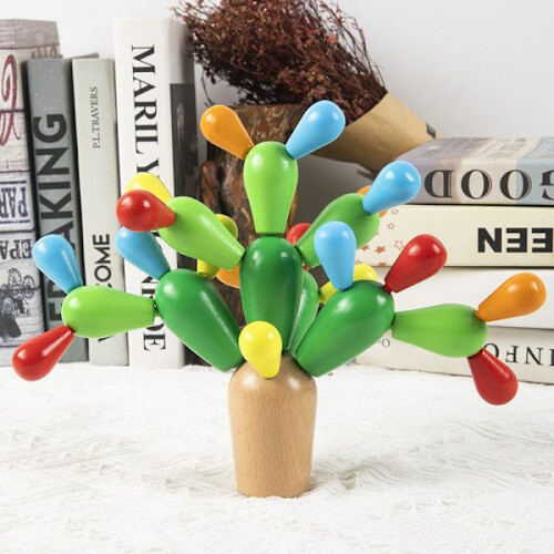 Houten Cactus Speelgoed Bouwstenen Balancerend 2