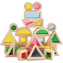 Houten regenboog stapelbare stenen educatief bouwspeelgoed voor kinderen