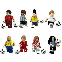 Wereldbeker voetbalsterbeeldje Messi Beckham Ronaldo, minifiguurtje om in elkaar te zetten (8 stuks)