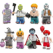 8 stuks Halloween Vampier Pompoen Man Man Man Kinderpuzzel Geassembleerde Bouwstenen Minifiguur Speelgoed-FD-