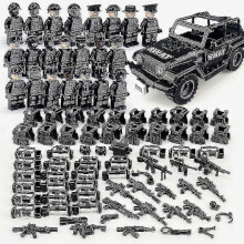 Zk-22 stuks/set Militaire bouwstenen Serie Zwarte Speciale Politie- en terreinvoertuigenset Kleine deeltjes