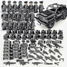 Zk-22 stuks/set Militaire bouwstenen Serie Zwarte Speciale Politie- en terreinvoertuigenset Kleine deeltjes