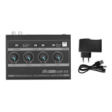 AMP-14 4-Kanal Stereo-Kopfhörerverstärker, Kompaktes Metallgehäuse, 14x9,5x2,7cm