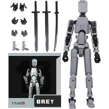 (Grå) T13 actionfigur, Titan 13 3D-utskriven actionfigur, Lucky 13 actionfigur, Nova 13 actionfigur